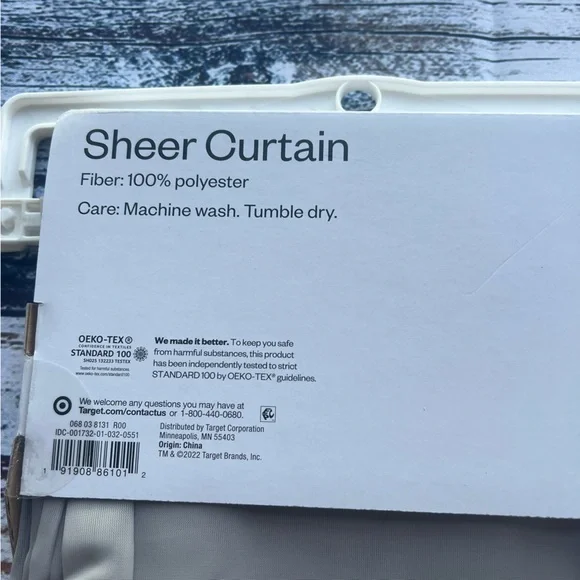 Set of 2 Room Essentials 84 inch Rod Pocket Sheer Curtain panels in Gray NEW - Picture 5 of 5